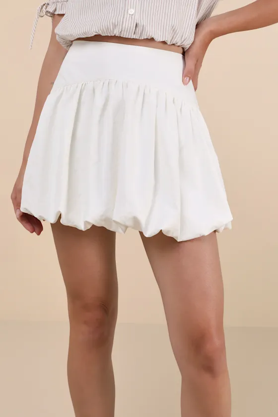 Cutely Defined White Bubble-Hem Mini Skort sold by Lulus product image thumbnail 4