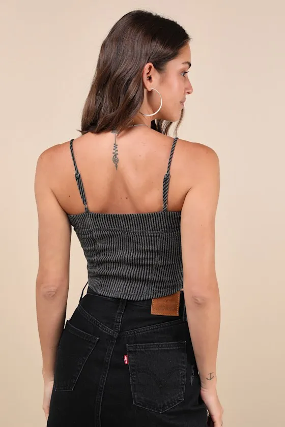 Effortless Possibilities Charcoal Grey Ribbed Crop Tank Top sold by Lulus product image thumbnail 2