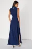 Classic Elegance Navy Chiffon Sleeveless Mock Neck Maxi Dress sold by Lulus