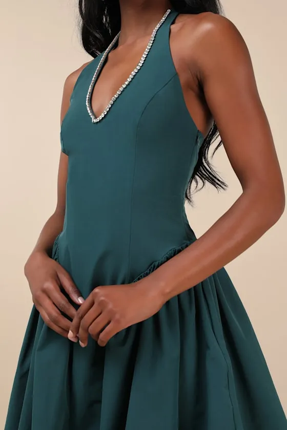 Cinzia Emerald Rhinestone Mini Dress sold by Lulus product image thumbnail 4