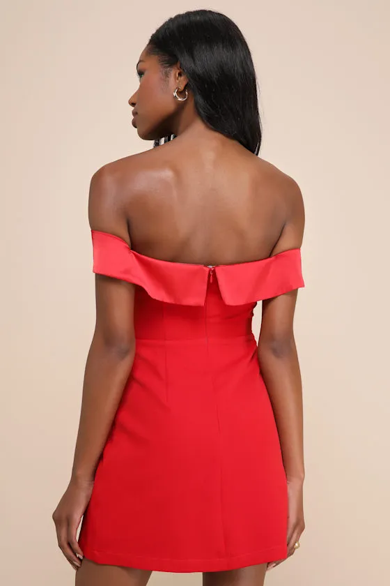 Truly Enticing Red Off-the-Shoulder Mini Dress sold by Lulus product image thumbnail 3
