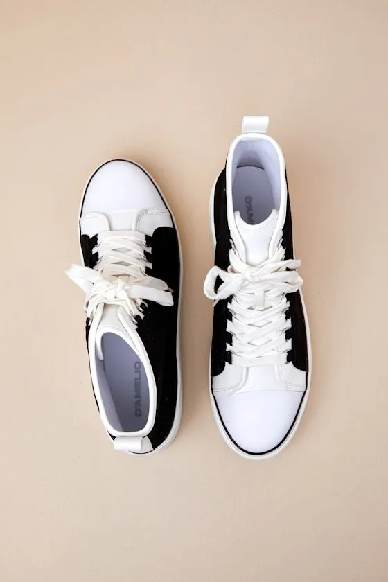 Eyekonn Black and White High Top Platform Lace-Up Sneakers sold by Lulus product image thumbnail 2