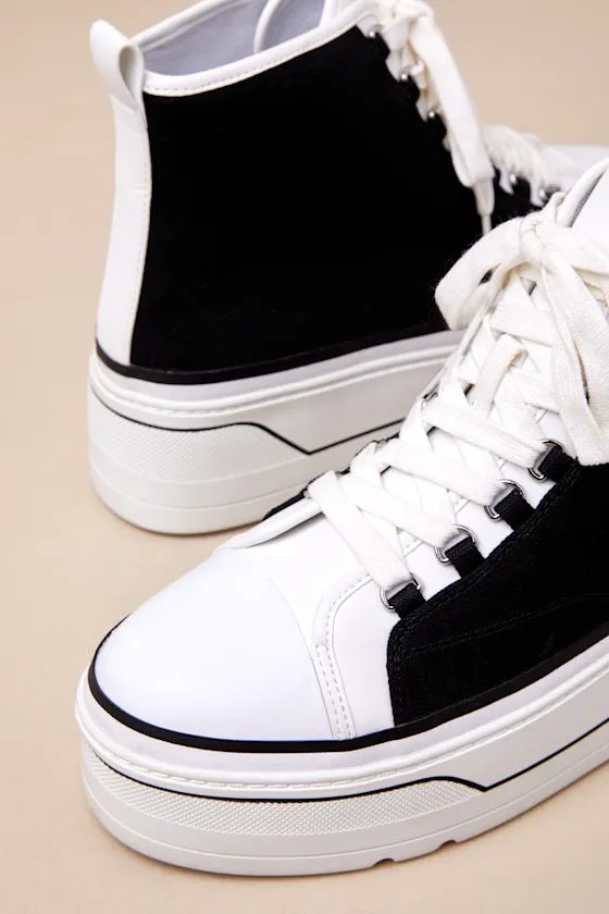 Eyekonn Black and White High Top Platform Lace-Up Sneakers sold by Lulus product image thumbnail 3