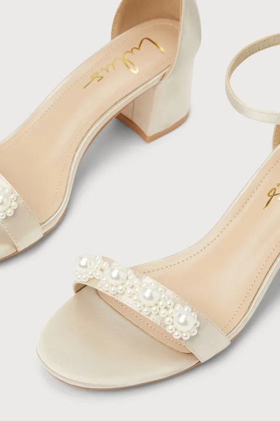 Kutest Champagne Satin Pearl Ankle Strap Heels sold by Lulus product image thumbnail 3