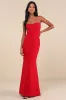 Iconic Arrival Red Strapless Bustier Mermaid Maxi Dress sold by Lulus