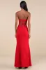 Iconic Arrival Red Strapless Bustier Mermaid Maxi Dress sold by Lulus
