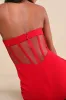 Iconic Arrival Red Strapless Bustier Mermaid Maxi Dress sold by Lulus