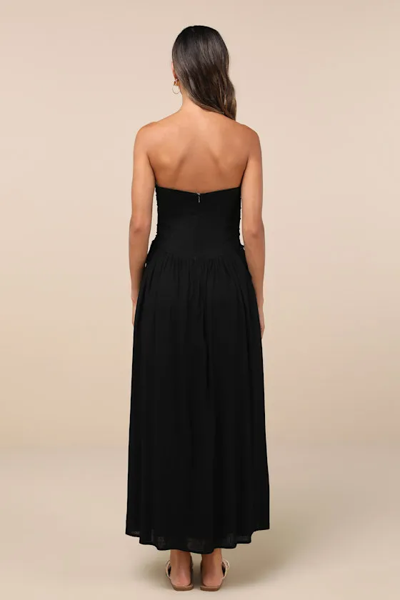 Undeniable Affection Black Strapless Maxi Dress With Pockets sold by Lulus product image thumbnail 3