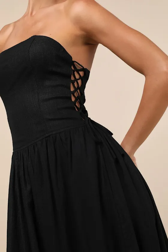 Undeniable Affection Black Strapless Maxi Dress With Pockets sold by Lulus product image thumbnail 4