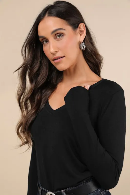 Versatile Intention Black Long Sleeve Top sold by Lulus