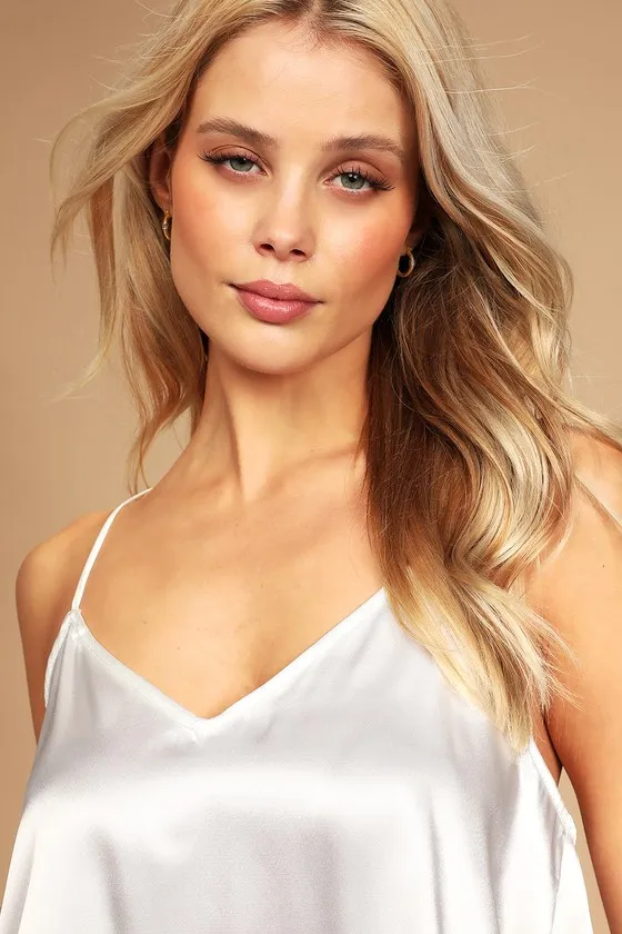 Sweetest Dreams Ivory Satin Ruffled Two-Piece Pajama Set sold by Lulus product image thumbnail 3