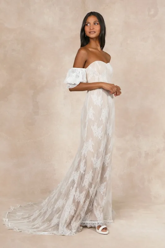 Passion Darling Lace Maxi Dress- Off White | Parallel