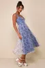 Delightful Impulse Blue Floral Organza Bustier Midi Dress sold by Lulus