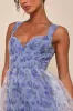 Delightful Impulse Blue Floral Organza Bustier Midi Dress sold by Lulus