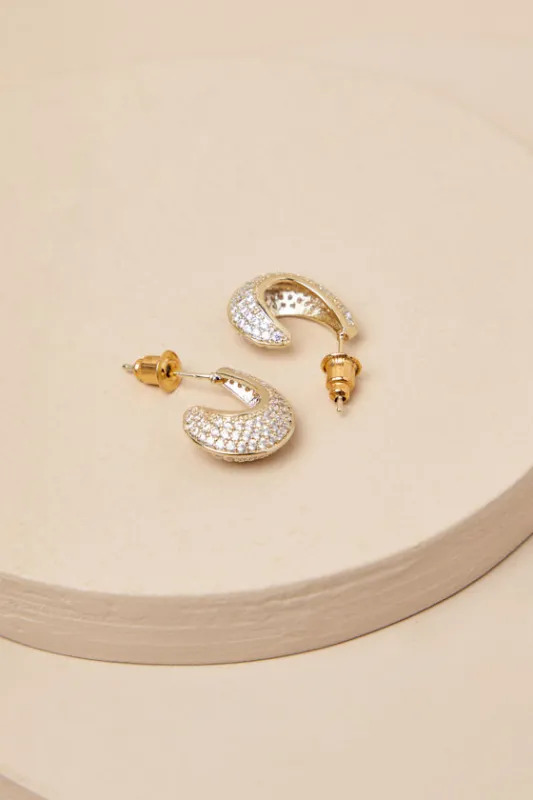 Eternal Shine 14KT Gold Rhinestone Hoop Earrings sold by Lulus