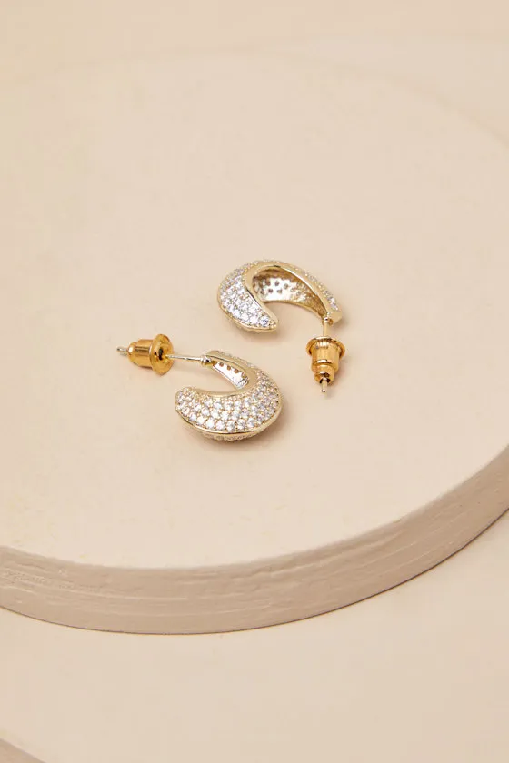 Eternal Shine 14KT Gold Rhinestone Hoop Earrings sold by Lulus