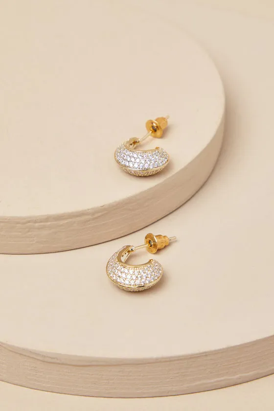 Eternal Shine 14KT Gold Rhinestone Hoop Earrings sold by Lulus product image thumbnail 2