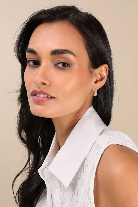 Eternal Shine 14KT Gold Rhinestone Hoop Earrings sold by Lulus product image thumbnail 3