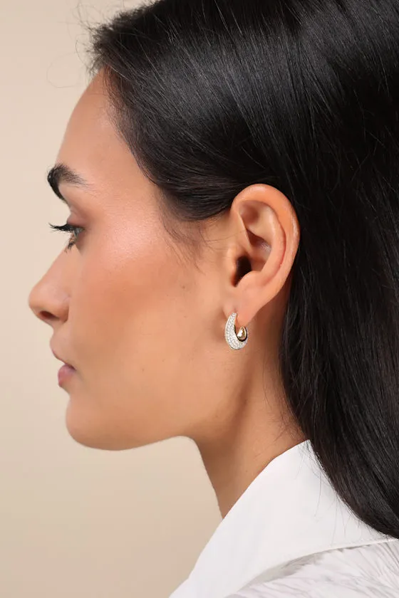 Eternal Shine 14KT Gold Rhinestone Hoop Earrings sold by Lulus product image thumbnail 4