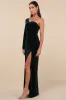 Mysterious Elegance Emerald Green Velvet One-Shoulder Maxi Dress sold by Lulus