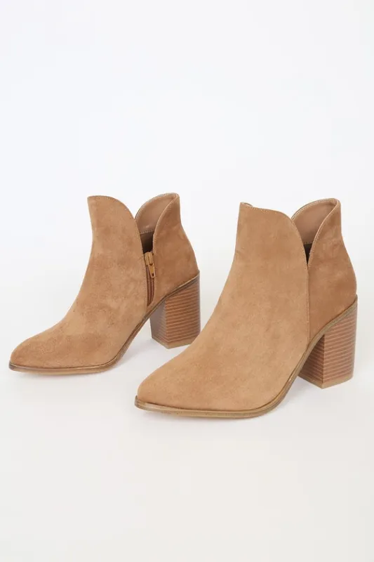 Martella Tan Suede Ankle Booties sold by Lulus