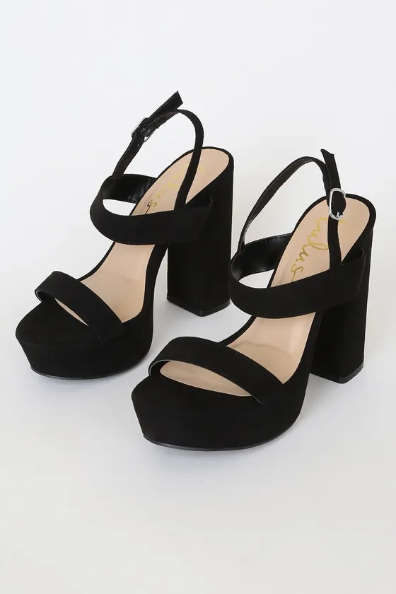 Acee Black Suede Platform Heels sold by Lulus product image thumbnail 2