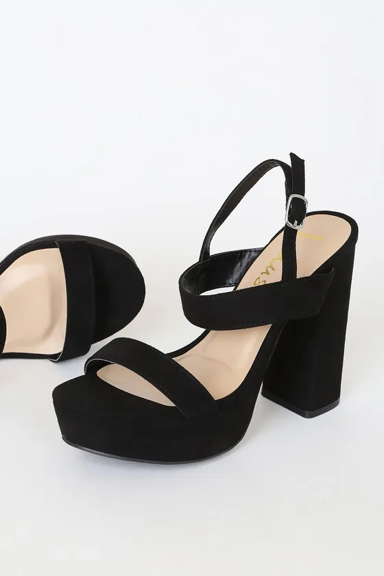 Acee Black Suede Platform Heels sold by Lulus product image thumbnail 4