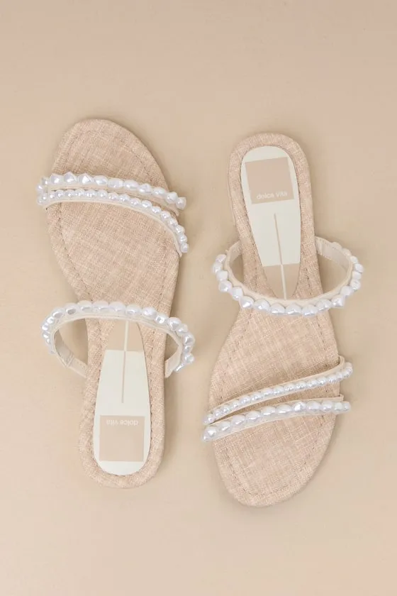 Tinker Low Heel Pearl Vanilla Strappy Slide Sandals sold by Lulus product image thumbnail 3