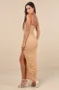 Sparkling Intuition Tan Mesh Rhinestone Ruched Maxi Dress sold by Lulus
