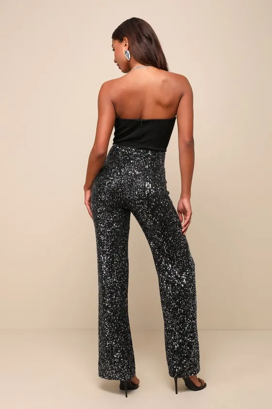 Marvelous Fun Black Sequin Strapless Straight Leg Jumpsuit sold by Lulus product image thumbnail 3