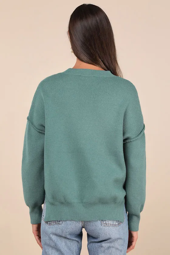 Coziest Option Teal Green Oversized Pullover Sweater sold by Lulus product image thumbnail 2