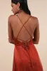 So Loving Rust Orange Satin Pleated Lace-Up Backless Maxi Dress sold by Lulus