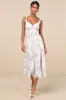 Delightful Direction White Floral Ruffled Tie-Strap Midi Dress sold by Lulus