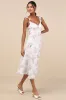 Delightful Direction White Floral Ruffled Tie-Strap Midi Dress sold by Lulus