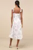 Delightful Direction White Floral Ruffled Tie-Strap Midi Dress sold by Lulus