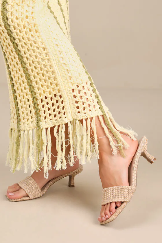 Olga Natural Raffia High Heel Slide Sandals sold by Lulus