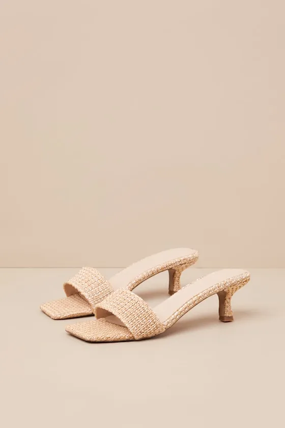 Olga Natural Raffia High Heel Slide Sandals sold by Lulus product image thumbnail 2