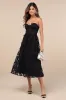 Quite Perfect Black Floral Embroidered Strapless Midi Dress sold by Lulus