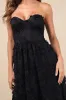 Quite Perfect Black Floral Embroidered Strapless Midi Dress sold by Lulus