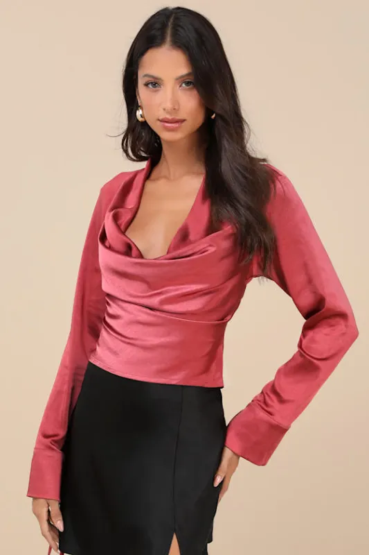 Luxury Sweetness Dark Rose Pink Satin Backless Top made by Lulus