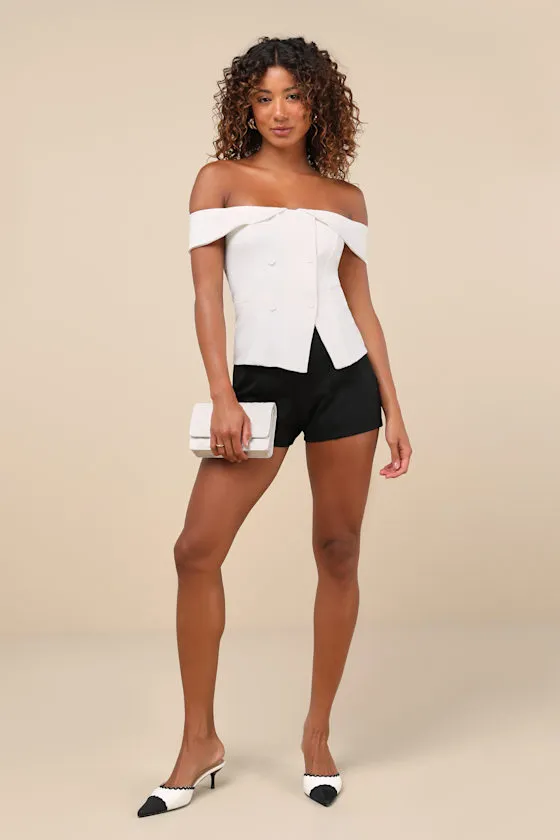 Poised Mindset Ivory Off-the-Shoulder Button-Front Vest Top sold by Lulus product image thumbnail 3