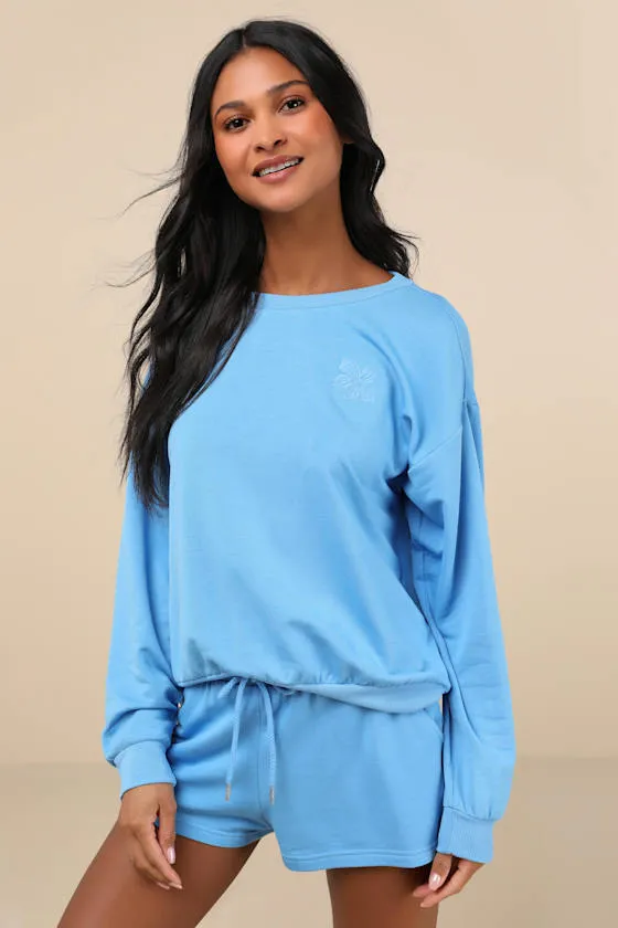 Surfing By Moonlight Blue Lounge Shorts sold by Lulus