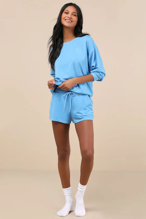 Surfing By Moonlight Blue Lounge Shorts sold by Lulus product image thumbnail 4