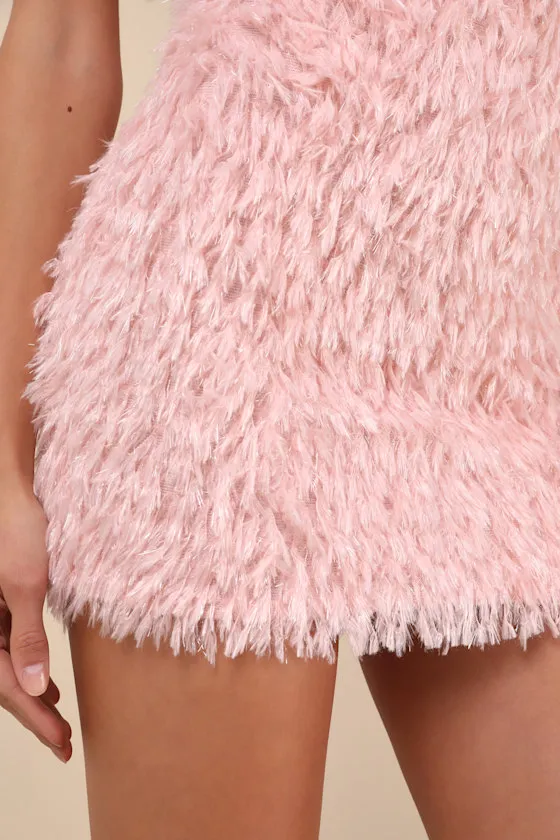 Glam Instinct Light Pink Fringe Strapless Bodycon Mini Dress sold by Lulus product image thumbnail 4