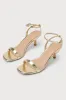 Ensley Gold Kitten Heel Ankle Strap Sandals sold by Lulus