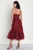 Time to Fly Burgundy Butterfly Lace-Up Midi Dress sold by Lulus