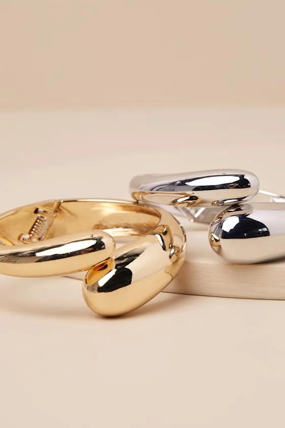 Sculptural Chic Gold and Silver Two-Piece Cuff Bracelet Set sold by Lulus product image thumbnail 3