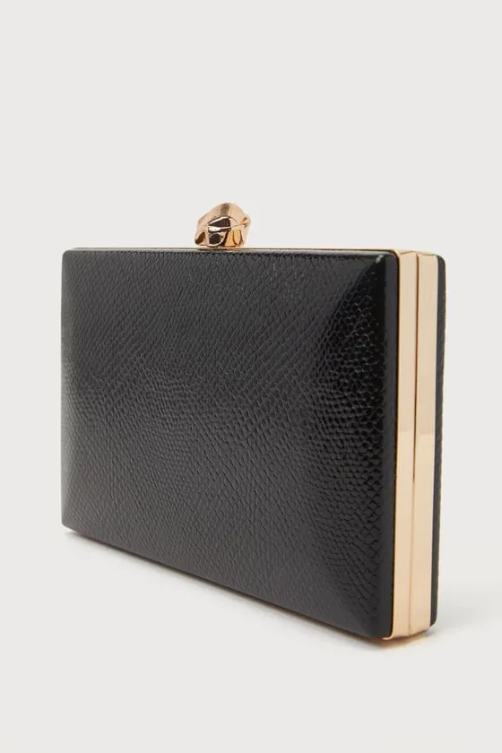 Stylish Addition Black Snake-Embossed Clutch sold by Lulus product image thumbnail 4