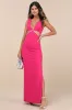A-List Beauty Hot Pink Rhinestone Cutout Maxi Dress sold by Lulus