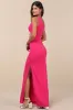 A-List Beauty Hot Pink Rhinestone Cutout Maxi Dress sold by Lulus